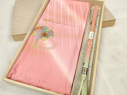 平和屋着物●和装小物 帯締め・帯揚げセット 螺鈿 地紙花文 手組紐 金糸 金彩 逸品 未使用 DAAW8428zzz