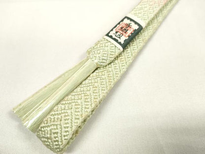 平和屋着物●和装小物 帯締め・帯揚げセット 螺鈿 地紙花文 手組紐 金糸 金彩 逸品 未使用 DAAW8428zzz