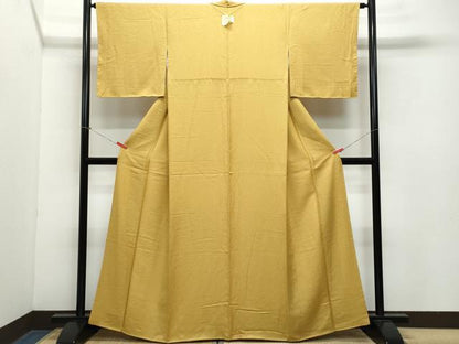 平和屋着物●上質な色無地 紋意匠 黄橡色 正絹 逸品 CAAZ8381vf