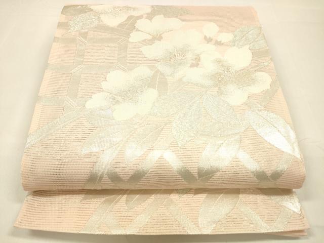 平和屋着物＊夏物 六通柄袋帯 草花文 銀糸 正絹 逸品 DAAZ4280cm