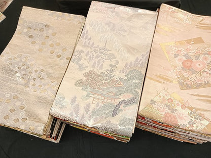 平和屋着物■袋帯 西陣 まとめて100点 向かい鳳凰 鶴 向かい蝶 風景 更紗 正倉院 佐賀錦 服部織物 金銀糸 未使用品あり 全て正絹 mmm042