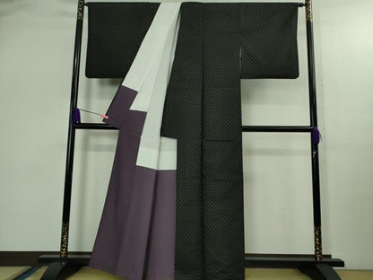 平和屋着物●極上　本場大島紬　古代染色純泥染　深田兼徳作　黒地　証紙付き　逸品　DZAB2534kh6