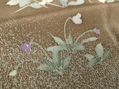 平和屋着物●訪問着　作家物　刺繍　草花文　たたき染め　金彩　やまと誂製　正絹　逸品　DAAZ0574ps