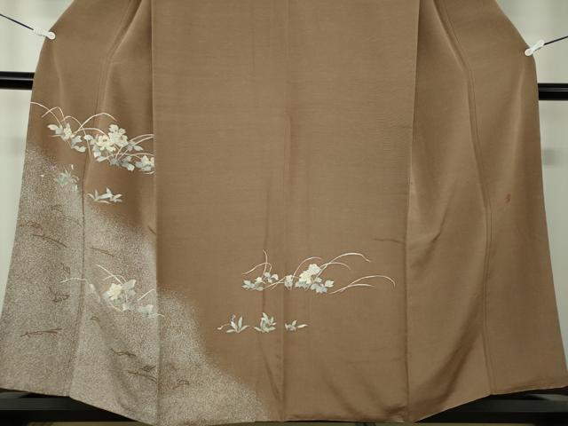 平和屋着物●訪問着　作家物　刺繍　草花文　たたき染め　金彩　やまと誂製　正絹　逸品　DAAZ0574ps