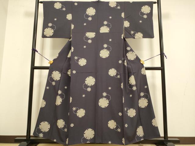 平和屋着物●上質な小紋　雪輪文　正絹　逸品　未使用　AABF4221cs 平和屋着物○上質な小紋 雪輪 雪の結晶 正絹 逸品 DAAX8512du