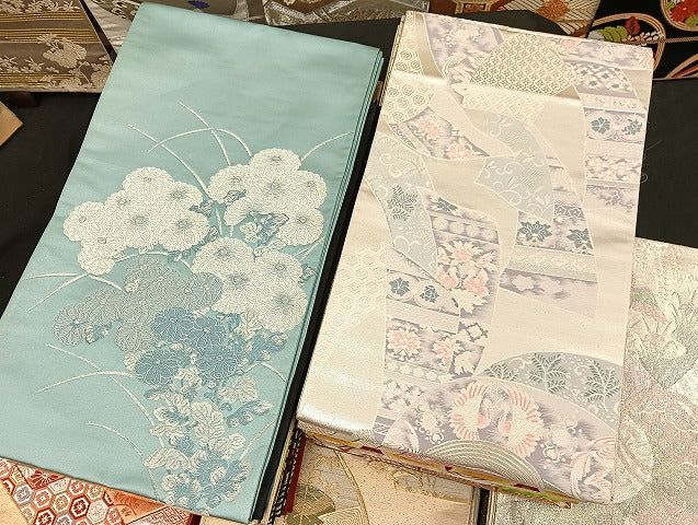 平和屋着物■袋帯 西陣 まとめて100点 鳳凰 向かい鶴 孔雀 蝶 更紗 花柄 正倉院 楽器 金銀糸 など 未使用品あり 全て正絹 mmm062