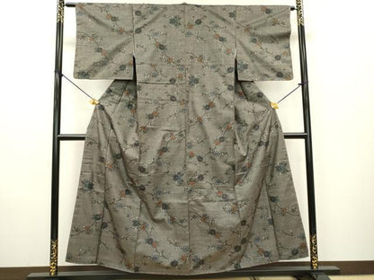 平和屋着物●本場大島紬 ７マルキ 枝花 正絹 逸品 未使用 DAAX9969fe