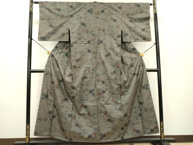 平和屋着物●本場大島紬 ７マルキ 枝花 正絹 逸品 未使用 DAAX9969fe