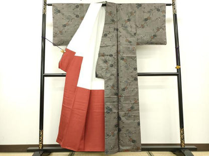 平和屋着物●本場大島紬 ７マルキ 枝花 正絹 逸品 未使用 DAAX9969fe