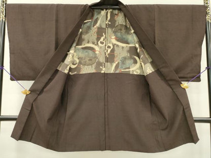 平和屋着物●男性　紬　アンサンブル　霞文　正絹　逸品　DAAX9968fe