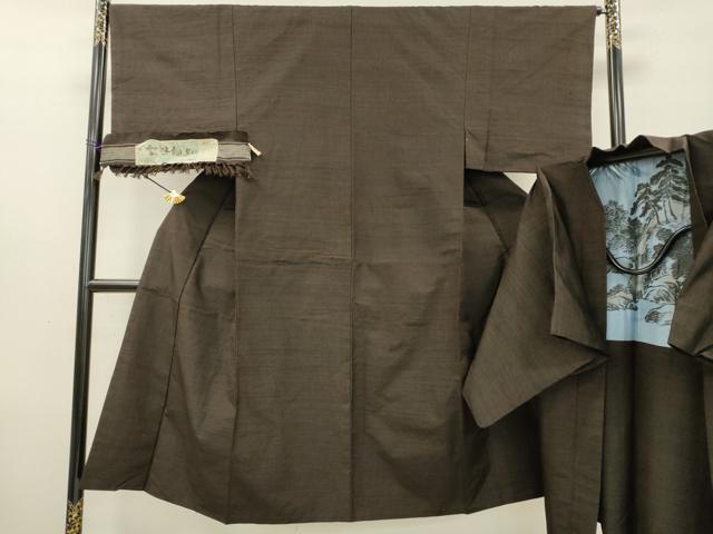 平和屋着物●男性 雪風紬 アンサンブル 霞文 さが美扱い 反端付き 正絹 逸品 DAAZ6023fe