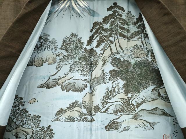 平和屋着物●男性 雪風紬 アンサンブル 霞文 さが美扱い 反端付き 正絹 逸品 DAAZ6023fe