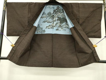 平和屋着物●男性 雪風紬 アンサンブル 霞文 さが美扱い 反端付き 正絹 逸品 DAAZ6023fe