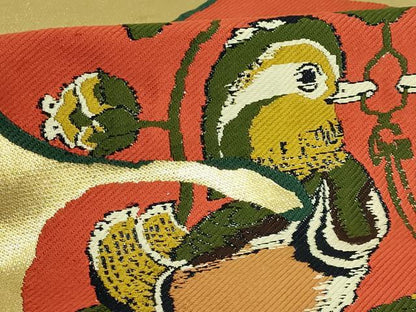 平和屋着物●最高級 龍村平蔵製 太鼓柄 本袋帯 鴛鴦唐草文 金糸 逸品 DZAB2004kh6