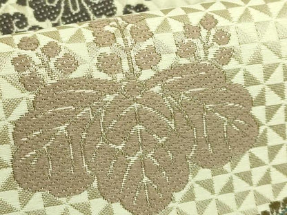 平和屋着物●極上　本場筑前博多織　伝統工芸士　足利忠義　六通柄袋帯　唐織　吉祥粋華　草木五倍子染　逸品　DZAB2005kh6