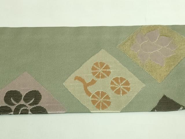 平和屋着物●極上　洛風林　工芸帯地　九寸名古屋帯　菱　金銀糸　逸品　DZAB2018kh6