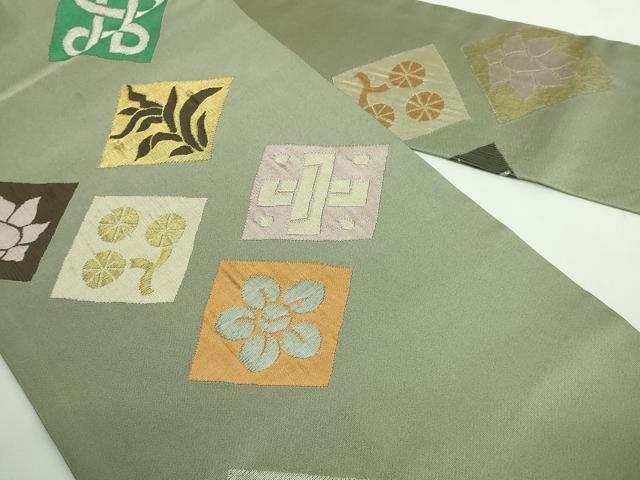 平和屋着物●極上　洛風林　工芸帯地　九寸名古屋帯　菱　金銀糸　逸品　DZAB2018kh6