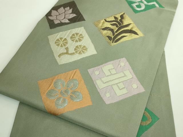 平和屋着物●極上　洛風林　工芸帯地　九寸名古屋帯　菱　金銀糸　逸品　DZAB2018kh6
