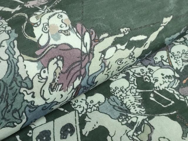平和屋着物●極上　撫松庵　両面　太鼓柄　京袋帯　妖怪　逸品　未使用　DZAB2025kh6