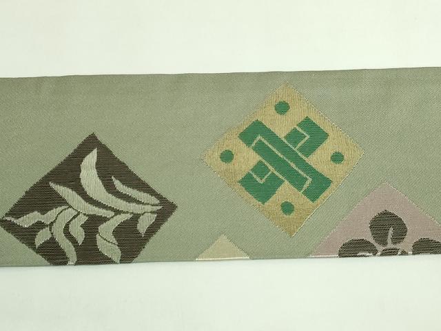 平和屋着物●極上　洛風林　工芸帯地　九寸名古屋帯　菱　金銀糸　逸品　DZAB2018kh6