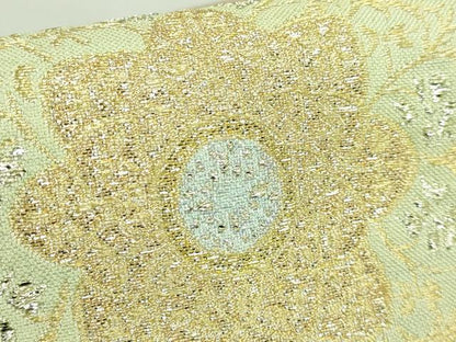 平和屋本店●極上　洛風林　工芸帯地　つけ帯　草花文　金銀糸　反端付き　逸品　DZAB2082kh6