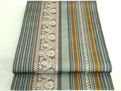 平和屋着物●極上　本場筑前博多織　両面　全通柄袋帯　献上　逸品　DZAB2062kh6