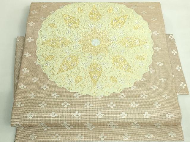 平和屋本店●極上　洛風林　工芸帯地　つけ帯　草花文　金銀糸　反端付き　逸品　DZAB2082kh6