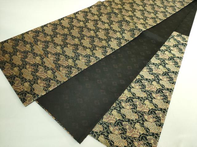 平和屋着物●極上 西陣 木野織物 菱屋善兵衛謹製 六通柄袋帯 名物裂唐草文 黒地 逸品 DZAB2063kh6