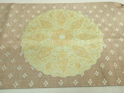 平和屋本店●極上　洛風林　工芸帯地　つけ帯　草花文　金銀糸　反端付き　逸品　DZAB2082kh6