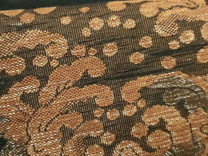 平和屋着物●極上　六通柄袋帯　スリーシーズン帯　龍　立波文　黒地　金糸　逸品　DZAB2093kh6