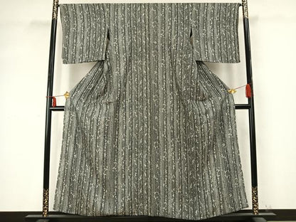 平和屋着物▽上質な小紋 単衣 枝葉間道 正絹 逸品 AABD0398fy