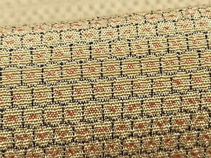 平和屋着物▽本塩沢 単衣 110亀甲 横段文 正絹 逸品 AABD0391fy