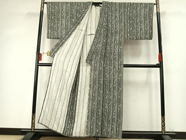 平和屋着物▽上質な小紋　単衣　枝葉間道　正絹　逸品　AABD0398fy 平和屋着物▽上質な小紋 単衣 枝葉間道 正絹 逸品 AABD0398fy