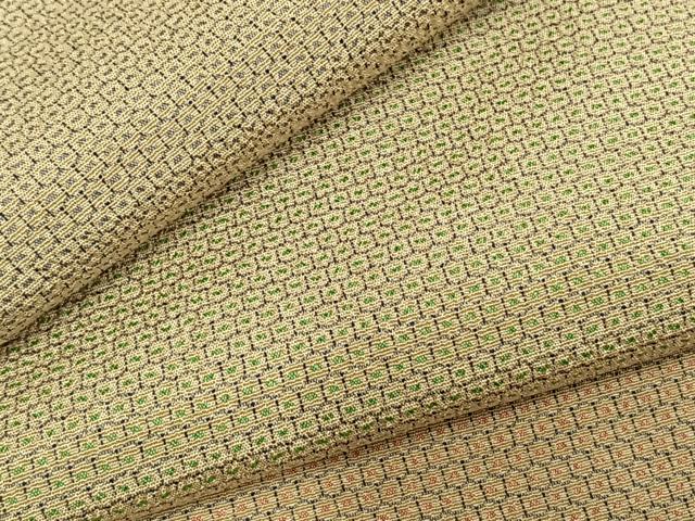 平和屋着物▽本塩沢 単衣 110亀甲 横段文 正絹 逸品 AABD0391fy