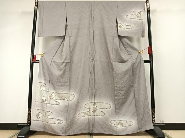 平和屋着物▽訪問着 単衣 刺繍 エ霞花文 暈し染め 金彩 金糸 正絹 逸品 AABD0406fy