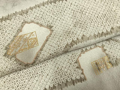 平和屋着物▽訪問着 単衣 刺繍 エ霞花文 暈し染め 金彩 金糸 正絹 逸品 AABD0406fy