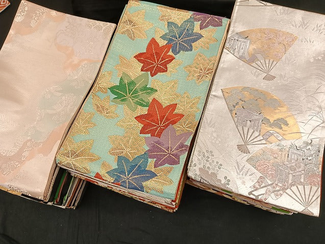 平和屋着物■袋帯 西陣 まとめて100点 鳳凰 向かい鶴 向かい蝶 花柄 正倉院 佐賀錦 山一織物 金銀糸 など 未使用品あり 全て正絹 mmm066