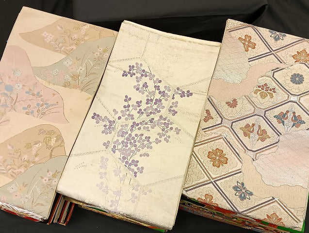 平和屋着物■袋帯 西陣 まとめて100点 向かい鳳凰 向かい鶴 有栖川文様 蝶 花柄 七宝 正倉院 楽器 金銀糸 未使用品あり 全て正絹 mmm065