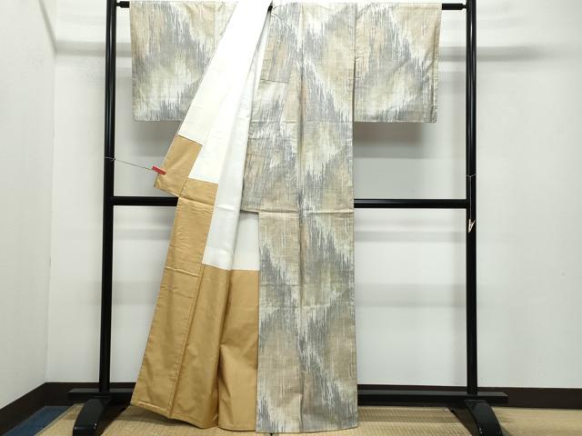 平和屋着物●本場大島紬 白大島 7マルキ 霞文 正絹 逸品 CABA6052vf