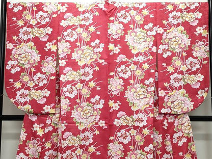 平和屋着物●小振袖　二尺袖　毬花文　金彩　洗える着物　未使用　CABA6088vf