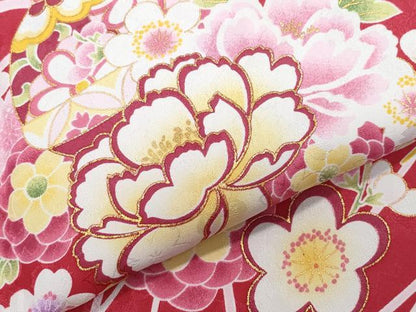 平和屋着物●小振袖　二尺袖　毬花文　金彩　洗える着物　未使用　CABA6088vf