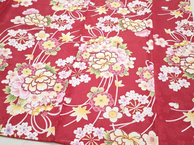 平和屋着物●小振袖　二尺袖　毬花文　金彩　洗える着物　未使用　CABA6088vf