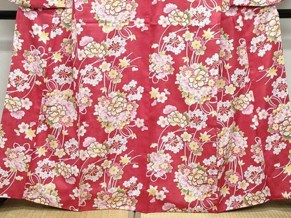平和屋着物●小振袖　二尺袖　毬花文　金彩　洗える着物　未使用　CABA6088vf