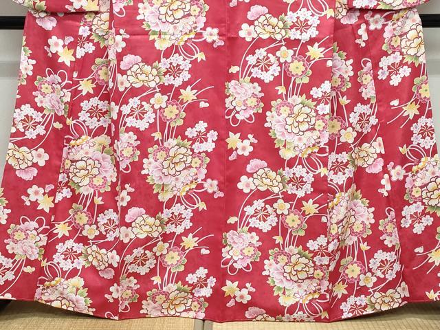 平和屋着物●小振袖　二尺袖　毬花文　金彩　洗える着物　未使用　CABA6088vf