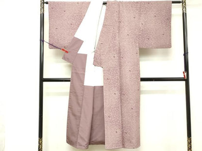 平和屋着物■上質な小紋　草葉文　正絹　紬地　逸品　DAAZ8076cd