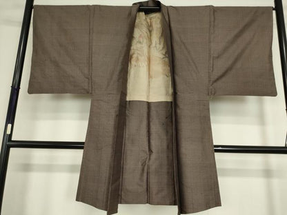 平和屋着物●男性　本場大島紬　アンサンブル　長羽織セット　100亀甲　正絹　逸品　DAAY9354az