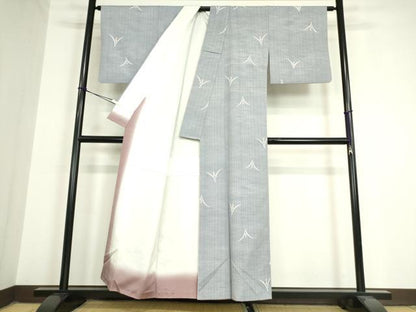平和屋着物●上質な紬 鶴 正絹 逸品 DAAY9373az