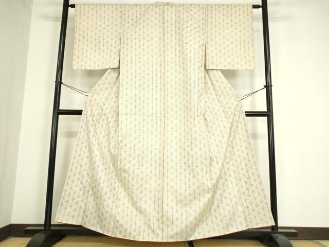 平和屋着物●上質な紬　麻の葉文　正絹　逸品　DAAY9363az