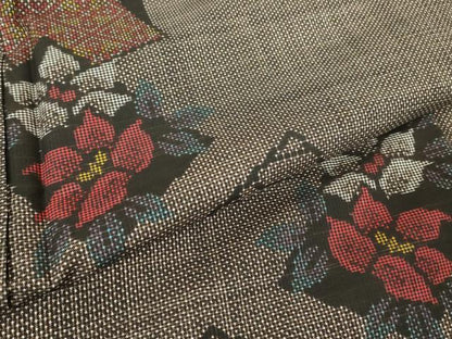 平和屋着物●本場大島紬 7マルキ 色紙重ね花文 正絹 逸品 DAAY9488az