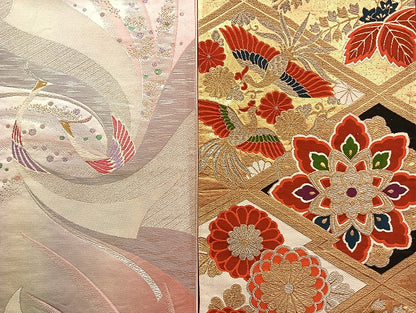 平和屋着物■袋帯 西陣 まとめて100点 向かい鳳凰 向かい鶴 孔雀 鳥獣 蝶 花柄 七宝 宝相華 佐賀錦 金銀糸 未使用品あり 全て正絹 mmm076
